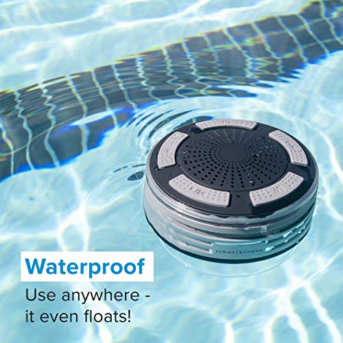 Bluetooth Shower Speaker with Zippered Travel Case by - Newest Version 5.0 - Waterproof - Wirelessly Pairs Easily to All Your Bluetooth Devices