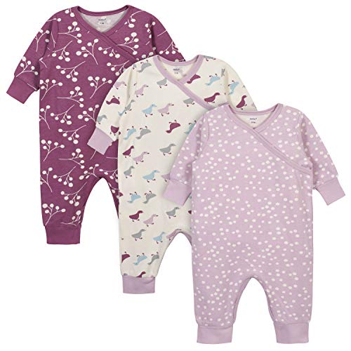Baby Girls 3-Pack Coverall Set, Pink/Ivory, 3-6 Months