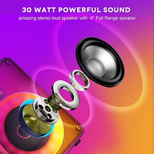 Bluetooth Speakers, 30W Portable Loud Wireless Stereo Speaker with Deep Bass, Bluetooth 5.0, Colorful Lights, TWS Pairing, 5000mAh Battery, Outdoor Speaker for Home Party Travel Gifts