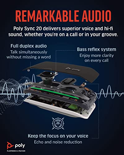 Sync 20 USB-A Personal Portable Smart Speakerphone (Plantronics) - Connect to Mobile via Bluetooth, PC/Mac via Included USB-A Cable - Noise/ Reduction - Works w/Teams, Zoom - Exclusive
