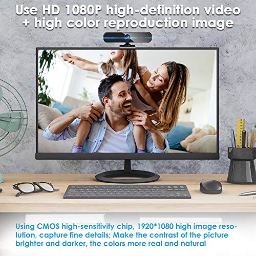 1080p Webcam with Dual Microphone, Full HD USB PC Computer Web Camera for Laptop Desktop MacBook, Plug and Play, 360 Adjustable for Video Conferencing | Calling | Recording | Gaming | Streaming