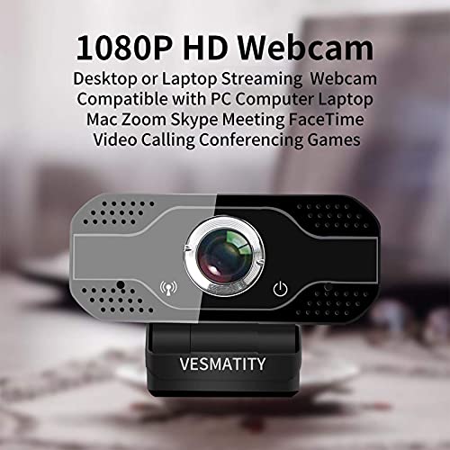 1080P Webcam with Microphone - Cameras with Privacy Shutter Streaming Webcam with Flexible Rotable Wide Angle Webcam Desktop for Streaming/Video Calling Recording/Meeting/Online Teaching