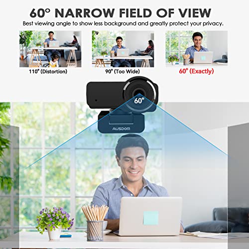 Full HD 1080p Webcam with Narrow Field of View, AW635 USB Web Camera with Auto Low Light Correction for Computer PC Laptop Desktop Zoom Skype Webex Google Meet Teams Webcalls Online Class