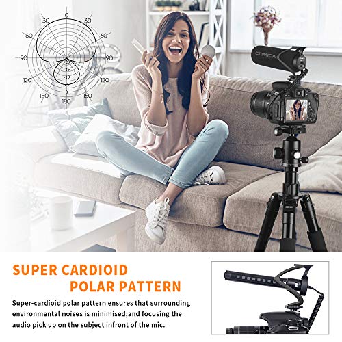 CVM-V30 LITE Video Microphone Super-Cardioid Condenser On-Camera Shotgun Microphone for Canon Nikon Sony Panasonic Camera/DSLR/iPhone Samsung Huawei with 3.5mm JackBlack
