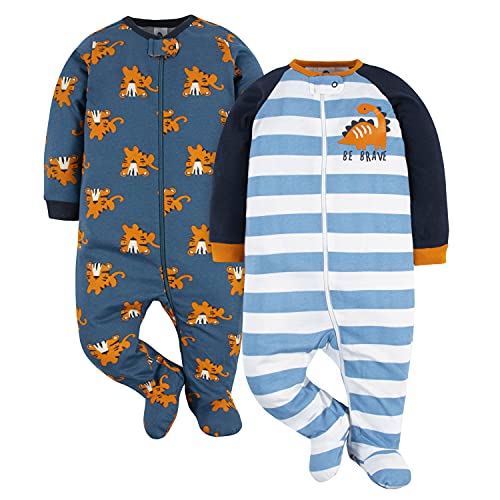 Baby Boys 2-Pack Sleep N Play, Dinos Tigers, 0-3 Months