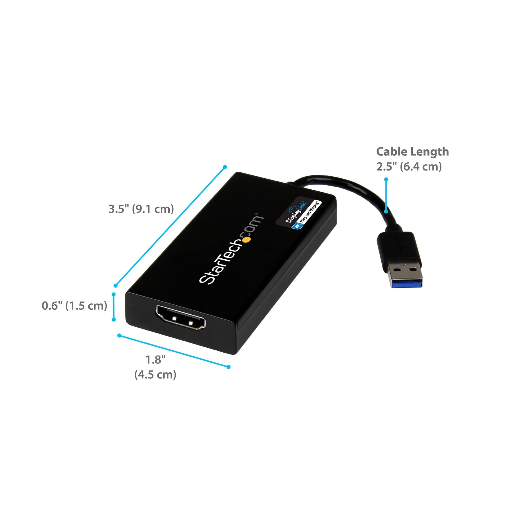 .com USB 3.0 to HDMI Adapter - 4K 30Hz Ultra HD - DisplayLink - USB Type-A to HDMI Display Adapter Converter for Monitor - External Video & Graphics Card - Mac & Windows (USB32HD4K)