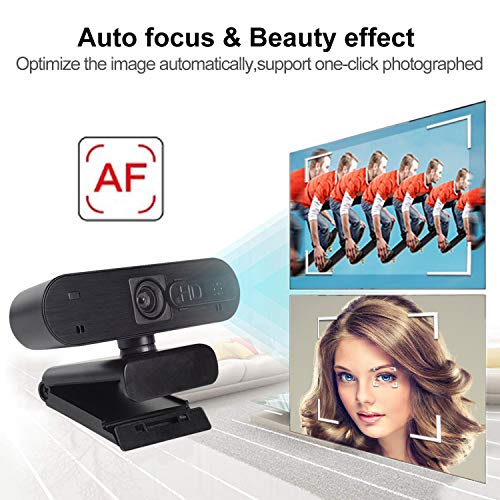 1080P Webcam with Microphone, Auto Focus Streaming Web Camera, USB Computer Camera for PC Mac Laptop Desktop Video Calling Conferencing Recording Gaming Online Classes