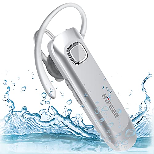 Bluetooth Headset,V5.0 Wireless Bluetooth Earpiece,Hands-Free with Built-in Mic for Driving/Business/Office,CVC8.0 Noise Cancelling Bluetooth Headphone for iPhone Android Samsung-Silver