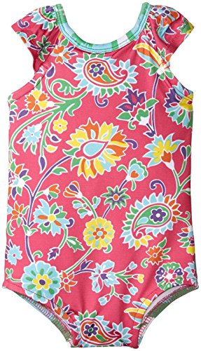 Girls'  Flutter One Piece Ananya Floral, Pink/Green, 3-6 Months