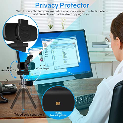 Computer Camera with Privacy Shutter,PC Camera with Microphone,USB Webcam Stereo Audio Support Recording and Video Calling,as Valentines Day Gifts for him her