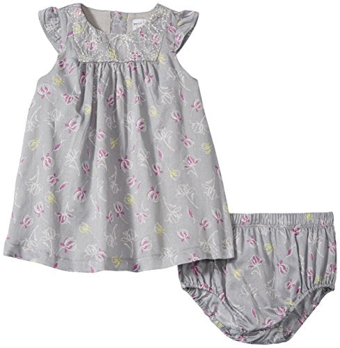 Baby Girls' Harmony Dress & Diaper Cover, Grey, 3M