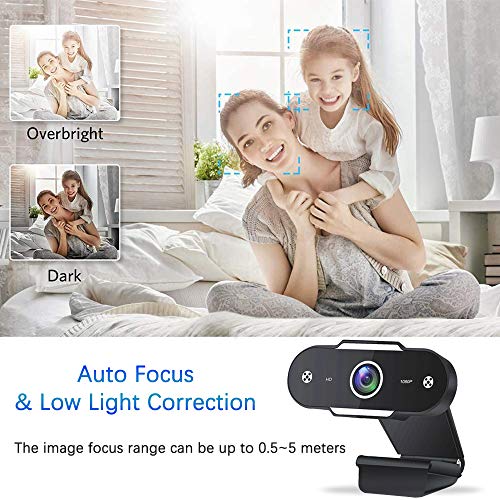 1080P Webcams with Microphone, HD Auto Focus USB Webcam with Privacy Cover, Computer Camera for Streaming, Conference, Gaming, Online Classes, Facetime, Tiktok, PC/Mac/Laptop