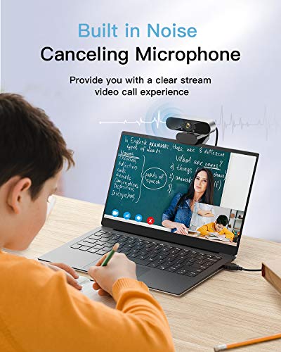 1080P Webcam with Microphone,HD USB Streaming Webcam for Desktop PC Computer Web Camera with 120-Degree Wide View Angle,Plug and Play Desktop Webcam for Video Calling Recording Conferencing,Gaming