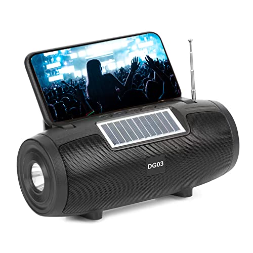 Solar Bluetooth Speaker with Flashlight, Wireless Portable Speaker for Outdoor use, Compatible for PC, Laptop, Smartphones
