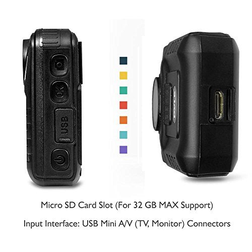 Premium Portable Body Camera - Wireless Wearable Camera, Person Worn Camera, Compact & Portable HD Body Camera, IR Night Vision, Built-in Rechargeable Battery, LCD Display, 16GB Memory - PPBCM9