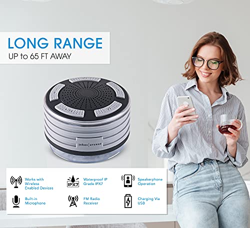 Bluetooth Shower Speaker with Zippered Travel Case by - Newest Version 5.0 - Waterproof - Wirelessly Pairs Easily to All Your Bluetooth Devices