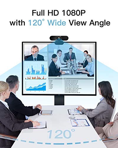 1080P Webcam with Microphone,HD USB Streaming Webcam for Desktop PC Computer Web Camera with 120-Degree Wide View Angle,Plug and Play Desktop Webcam for Video Calling Recording Conferencing,Gaming