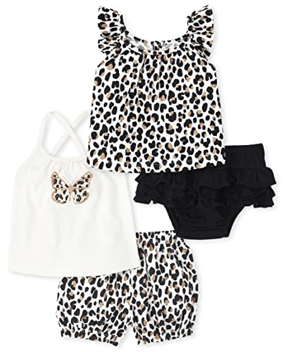 Baby Girls Sleeveless Playwear Sets, Leopard Black, 9-12 Months
