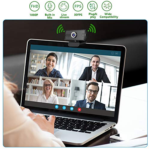 1080P Webcam Computer Camera, USB Plug and Play, Webcam with Microphone, Computer Webcams for PC MAC Laptop Desktop, Stream Web Camera for Skype,YouTube, Live Broadcast Video Conference (Black)