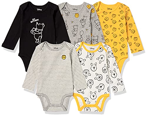 Disney | Marvel | Star Wars Uni  Babies' Long-Sleeve Bodysuits, Pack of 5, Winnie The Pooh Oh Bother, 18 Months