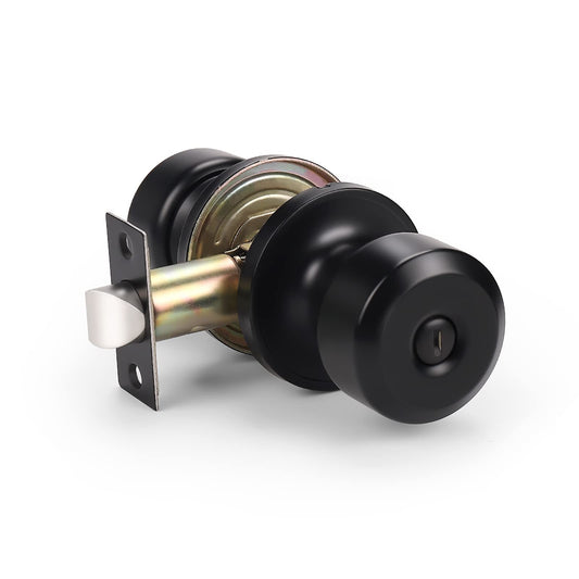 1 Pack Modern Door Knob Keyless Privacy Door Knob, Matte Black Door Knobs In or, Privacy Door Knob for Bed/Bath Function In or Door Use, Round Shape