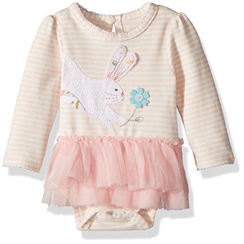 Baby Girls  Bunny Tutu Long Sleeve One Piece Crawler, Pink, 3-6 Months