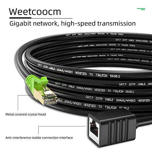 Ethernet Extension Cable 10ft, Network Cat6a Extension Patch Cable RJ45 Cords Shielded Male to Female Connector (10FT)