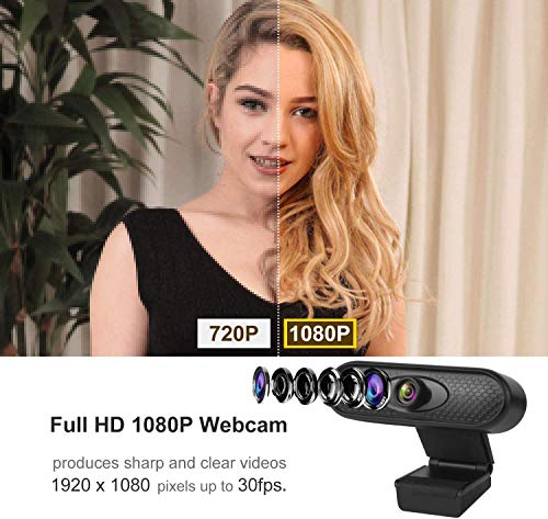 1080P Webcam with Built-in Microphone HD Web Camera Plug&Play USB Webcam Driver-Free Anti-Interference Fast Transmission for Video Conferencing Recording Streaming