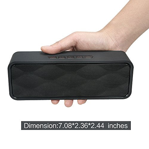 Wireless Bluetooth Speaker with AUX/USB/TF Card Slot,Outdoor Portable Stereo Speaker with HD Audio,Enhanced Bass, Dual-Driver,Handsfree Calling, FM Radio Speaker for Travel,Party (Black)