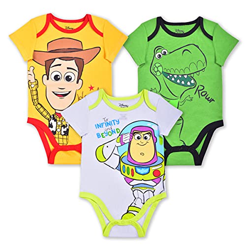 Toy Story 3 Pack Short Sleeve Creeper Bundle for Boys, Baby s Bodysuit Romper Set, Size 18M