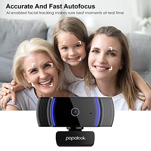 Webcam 1080P, AF925 Autofocus Web Camera Full HD Video Stream, 65 Viewing Angle, Noise Canceling Microphone, Works with OBS, Skype, YouTube, Twitch, for PC/Mac/Laptop/Desktop/MacBook