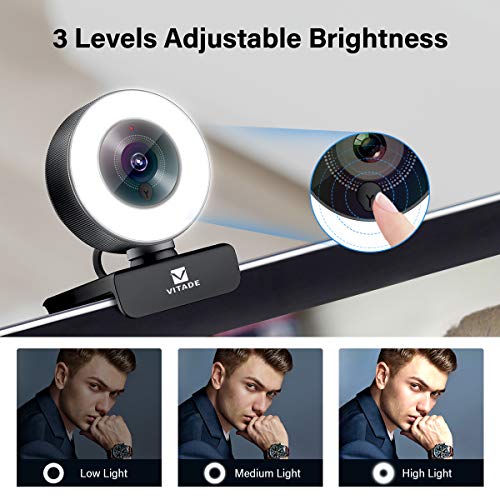PC Webcam for Streaming HD 1080P, 960A USB Pro Computer Web Camera Video Cam for Mac Windows Laptop Conferencing Gaming Webcam with Ring Light & Microphone