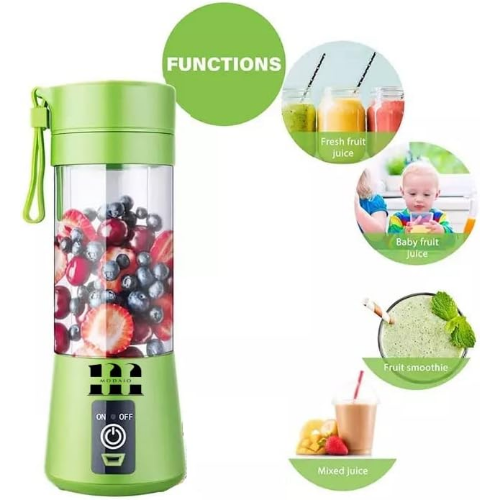 MODAIO Portable Mini Juicer Blender for Milk Shakes, Fruit Juice and Smoothies, Six 3D Blades Ice Crushing Rechargeable with USB, 13oz (Green)