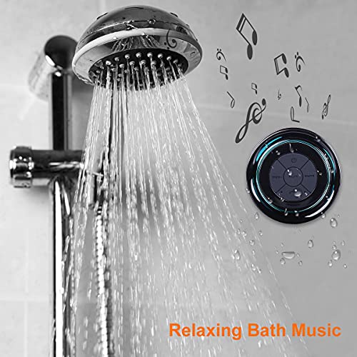 Bluetooth Shower Speakers, Portable Wireless Waterproof Speaker with Suction Cup, Pairs Easily to Phones, Tablets, Computer (Black & Blue)
