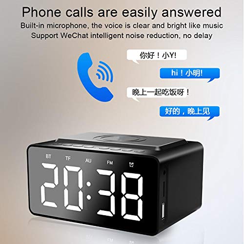 Bluetooth Speaker,Speaker Portable Bluetooth Wireless Music Speaker with LED Time Display Clock Alarm Loudspeaker,Wireless Alarm Clock Bass Sound Speaker (Black)