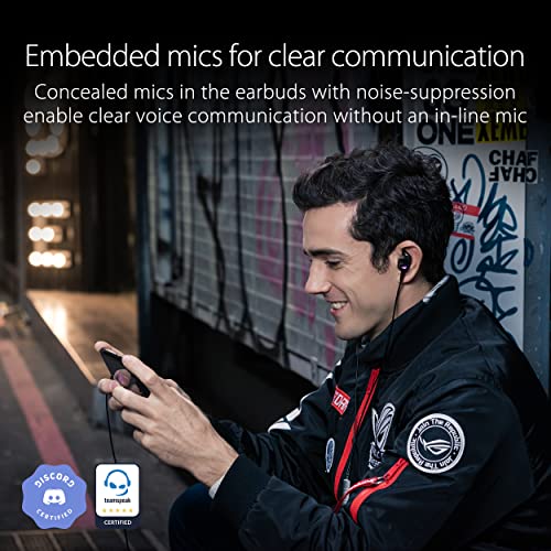 ROG Cetra II in-Ear Gaming Headphones | Earbuds, Microphone, ANC, USB-C, Aura Sync RGB Lighting, Bundled Travel Case, Silicon Tips, Compatible with Laptop, Switch, ROG Phone and Smart Devices