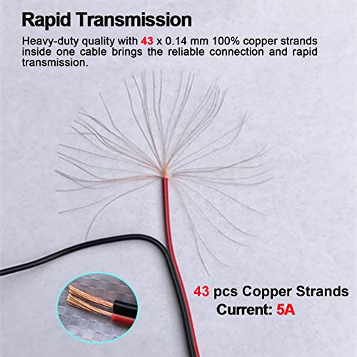 (Real 18AWG) 10 Pairs 12V 5A DC Power Pigtail Barrel Plug Connector Cable, 2.1mm x 5.5mm Male Female DC Pigtail Connectors for CCTV Security Camera and 12V Power Supply Adapter by