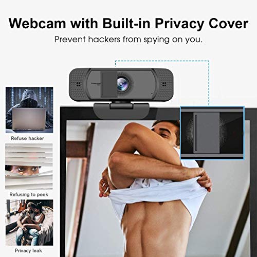 Webcam HD 1080p-Streaming Webcam with Privacy Cover for Desktop Computer PC,100 Wide-Angle View with Stereo Microphone, USB Webcam Plug and Play,Low-Light Correction