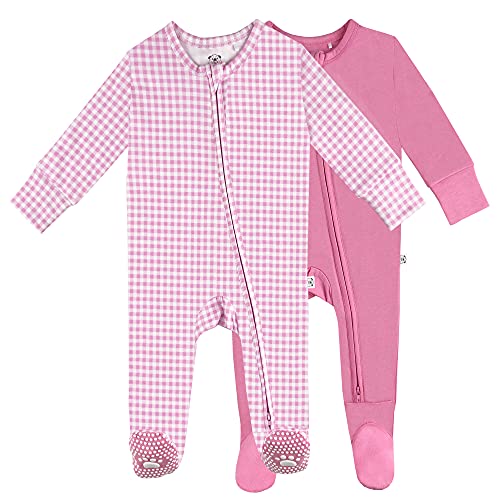 Rompers Pajamas -  Sleepers Clothes 2PC Gift Set- Kids One Piece PJ - 100  Pure Cotton  Pink, 0-3 Months, 0_month