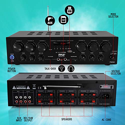 Bluetooth Home Audio Amplifier System & Polk Audio PSW10 10" Powered Subwoofer, Black