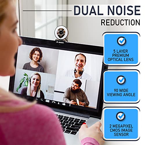 Updated 2022 Version Webcam for PC, USB Camera with Microphone Plug Play Built-in Mic Full Ultra HD 1080P Web Camera Video Cam Video Calling Conferencing Streaming for Desktop/Computer/Mac/Laptop