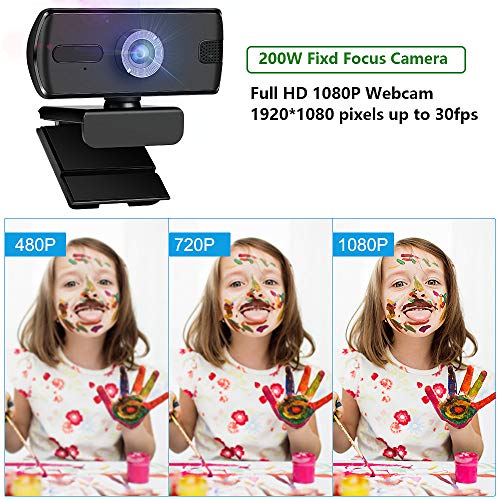1080P Webcam Computer Camera, USB Plug and Play, Webcam with Microphone, Computer Webcams for PC MAC Laptop Desktop, Stream Web Camera for Skype,YouTube, Live Broadcast Video Conference (Black)