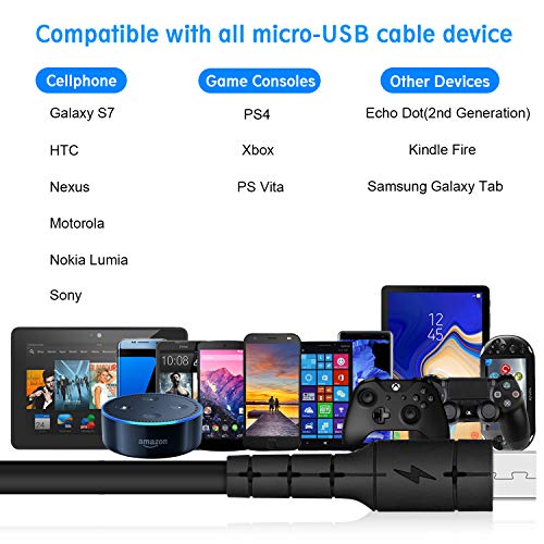 Micro USB Cable 10Ft 2pack, Long Charging Cord Kindle Charger Cable Fast Android Phone Charging Cord for Samsung Galaxy S7 S6 J7 Note 5, LG, Kindle, Xbox, PS4,Tablets
