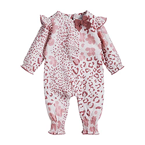 Baby Girls' Mauve Leopard One Piece, Pink, 3-6 Months