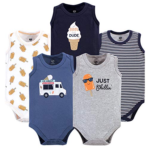 Unisex  Cotton Sleeveless Bodysuits Ice Cream Truck, 0-3 Months