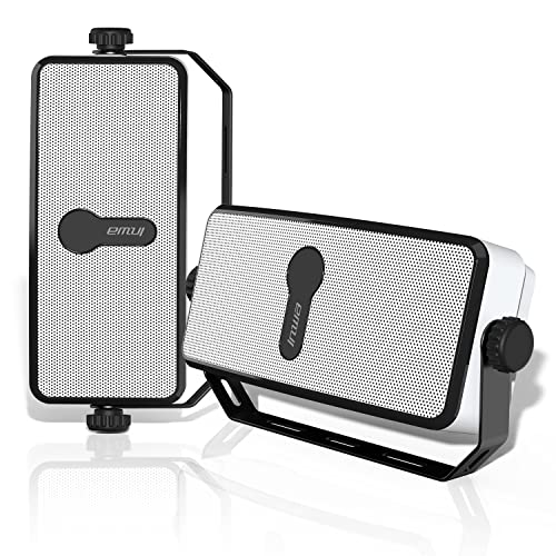 Bluetooth Outdoor Speaker, Wireless Waterproof Wall Mount Speaker, Sync Up to 100 Speakers, BT5.0 Connects Seamlessly to Phones, Computer, Dot, Suitable Using in Patio, Porch, Gazebo, Garage