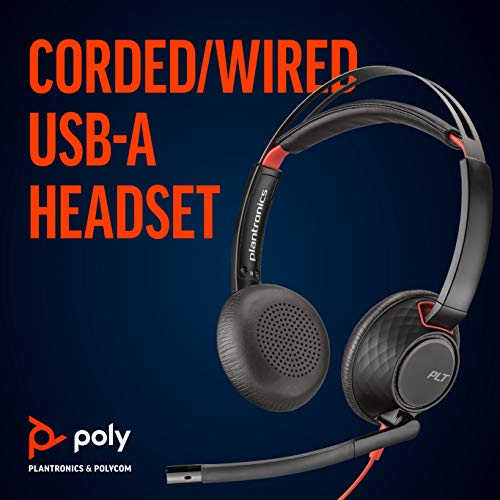 '- Blackwire 5220 USB-A Headset (Plantronics) - Wired, Dual Ear (Stereo) Computer Headset with Boom Mic - USB-A, 3.5 mm to connect to your PC, Mac, Tablet and/or Cell Phone