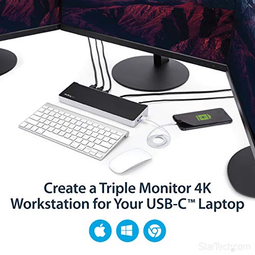 .com USB-C 4K Triple Display Laptop Docking Station with DisplayPort & HDMI - 60W PD - USB 3.1 Dock for Windows & MacBook Pro (DK30CH2DPPD)