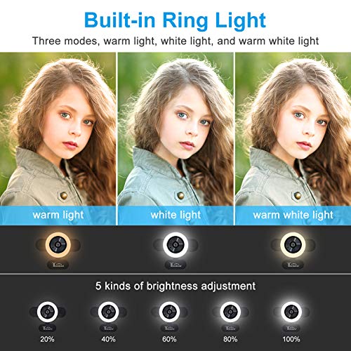 Webcam with Microphone - 30FPS 1440P Full HD USB Web Camera with Adjustable Brightness Ring Light for Zoom Skype Facetime Mac Video Conferencing Teaching Studying Streaming