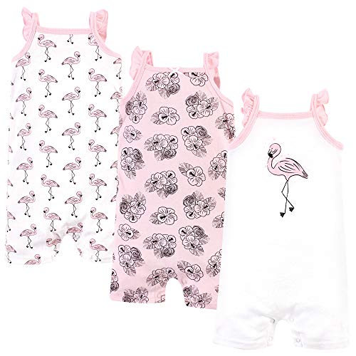 Uni Cotton Rompers Painted Flamingo, 0-3 Months